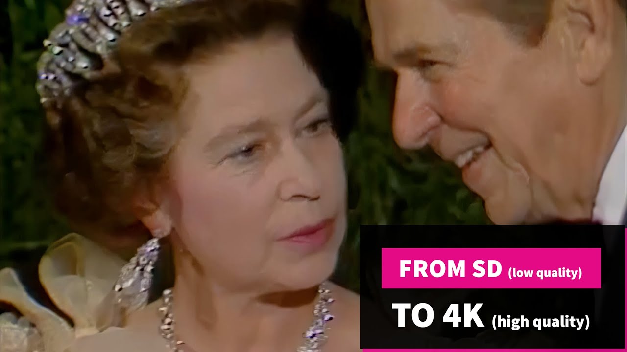 President Ronald Reagan's and Queen Elizabeth II, March 3, 1983 - Enhanced in 4K, 60 fps