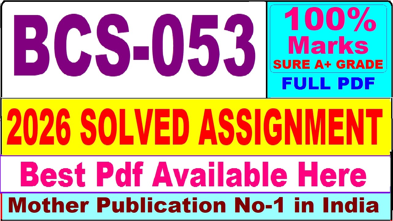 BCS 053 solved assignment 2026 || bcs 053 solved assignment 2026 in English || ignou bcs53
