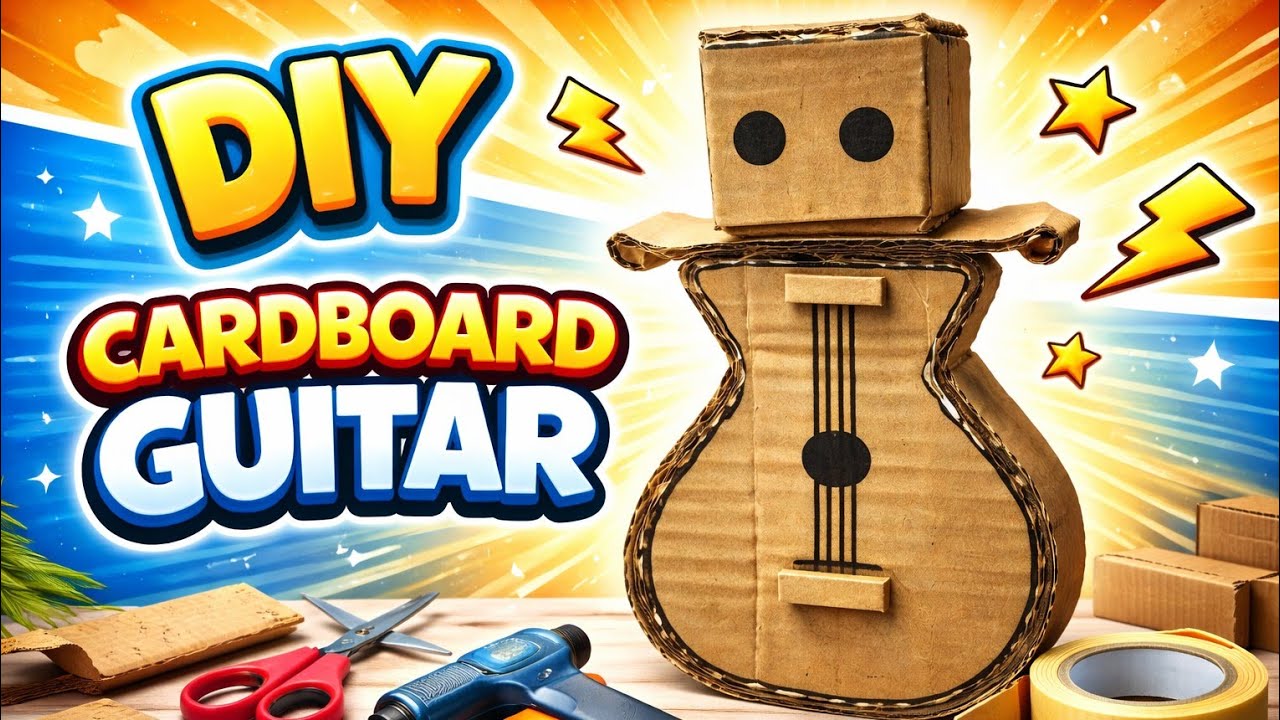 DIY Cardboard Guitar 🎸 | Amazing Guitar Made from Waste Cardboard 