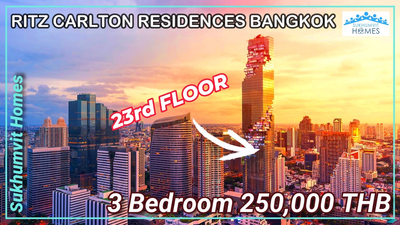 Mahanakhon Bangkok Ritz-Carlton Residences 23rd Floor Luxury Rental 3 Bedrooms 250,000 THB Monthly