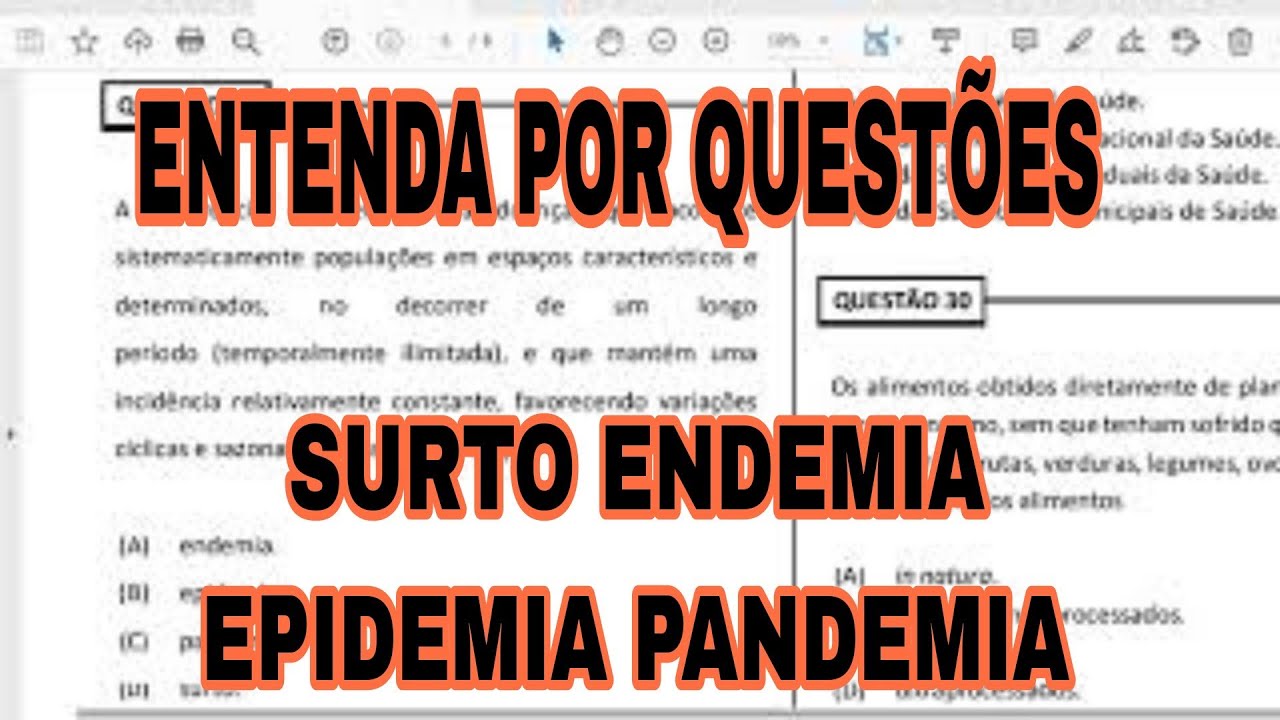 Questões sobre surto, endemia, epidemia e pandemia Marechal Deodoro Al