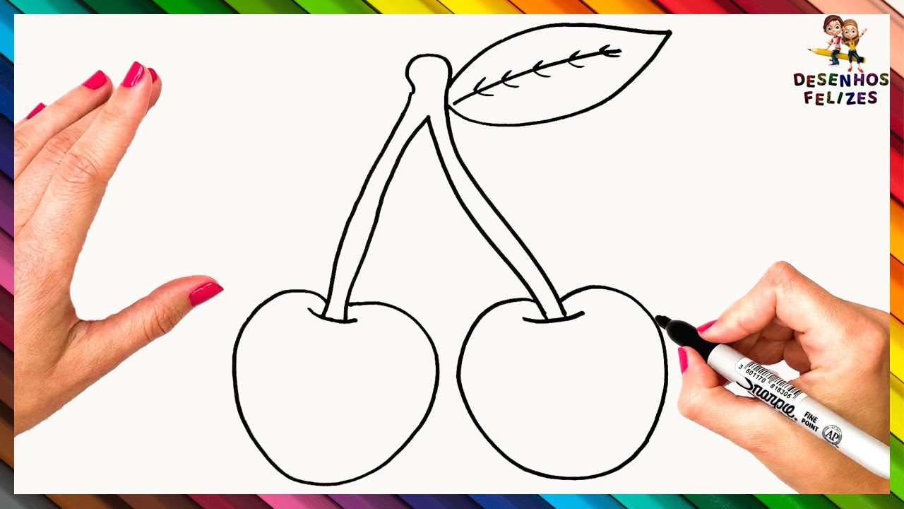 Como Desenhar Cerejas Passo A Passo 🍒 Desenhar Cerejas Facilmente