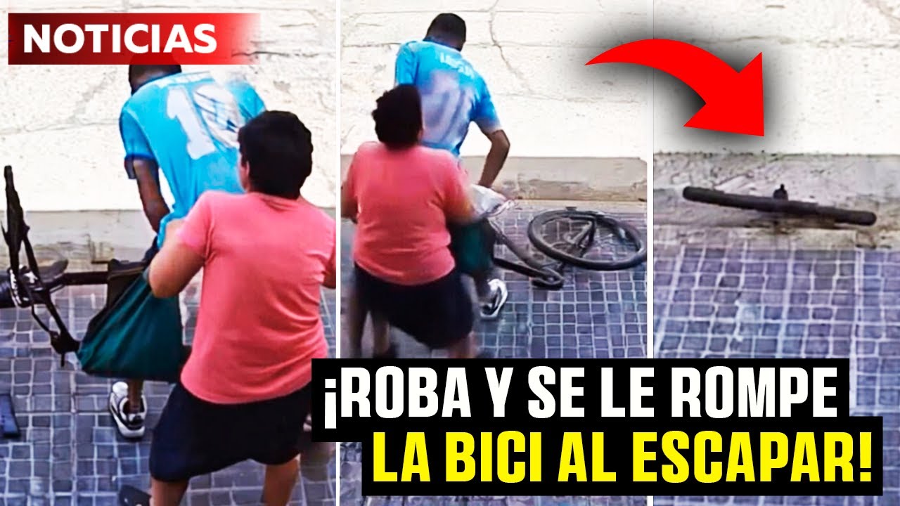 LADR&Oacute;N ROBA un CELULAR en BICI&hellip; falla el ESCAPE y lo ENFRENTAN en la CALLE | Captado en C&aacute;mara