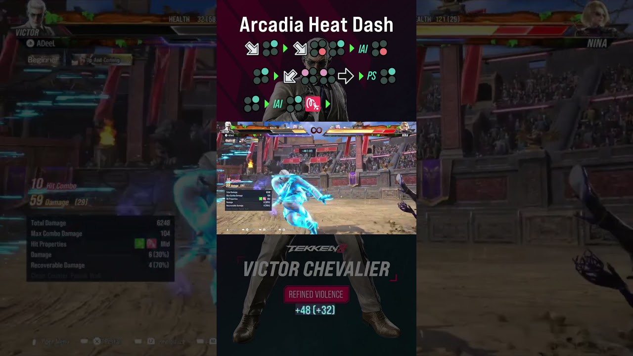 Tekken 8: Victor Arcadia + Heat Dash Combo #2 - Ultimate Combo Guide for Max Damage