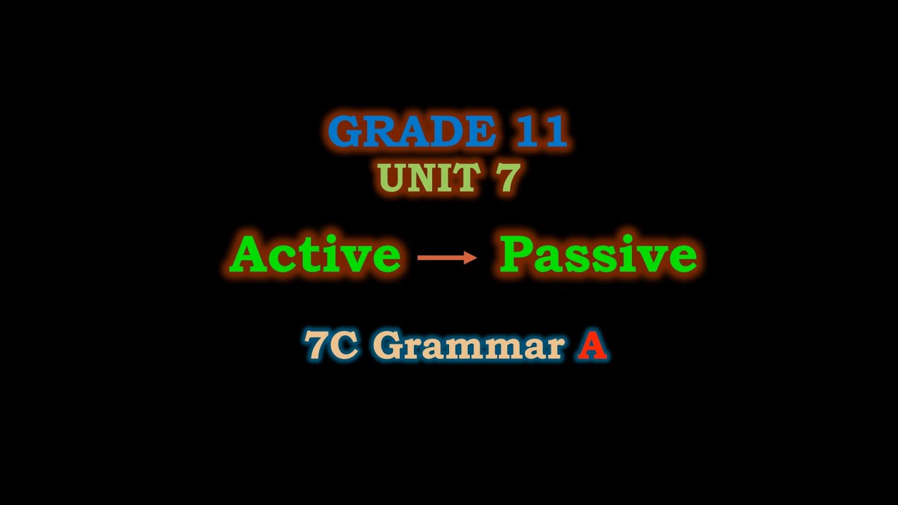 Active passive, Grade 11 English Unit 7, 7C Grammar A