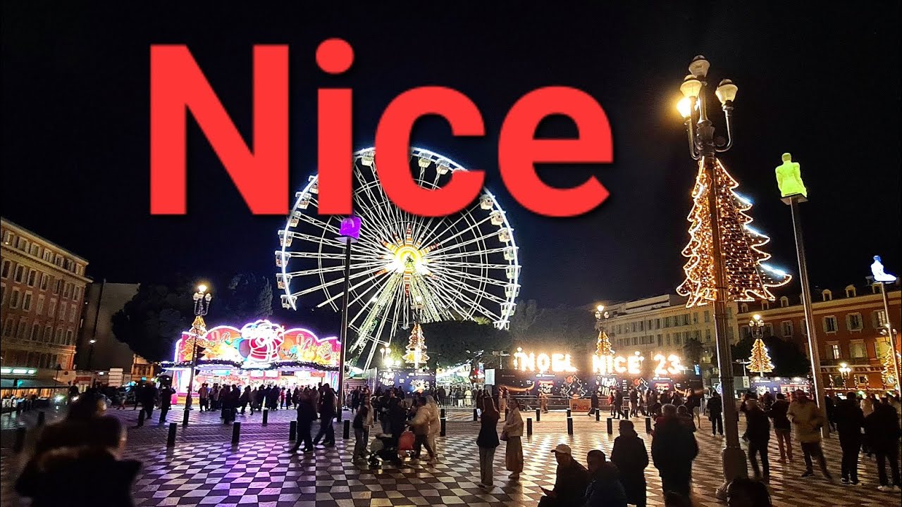 Nizza, Frankreich, Silvester 2023-2024 #Nice France a relaxing walk of the City Nice France. 4K.