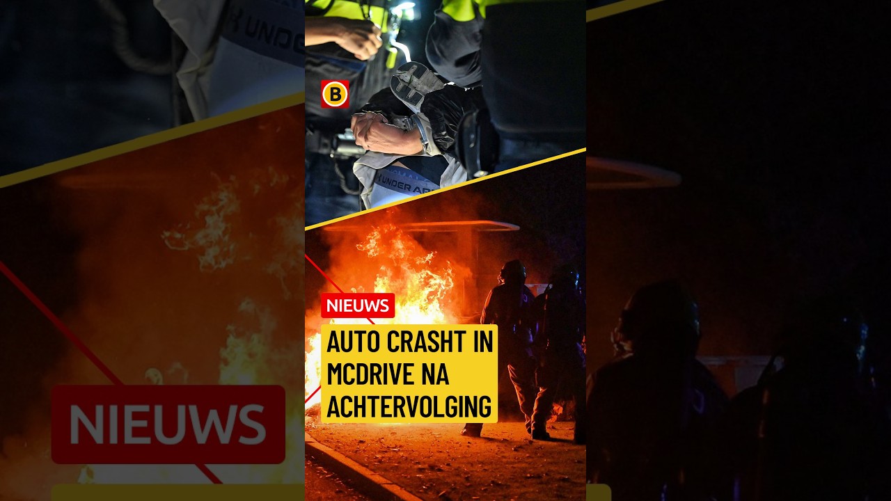 Auto crasht bij McDonald na politieachtervolging | #112nieuws