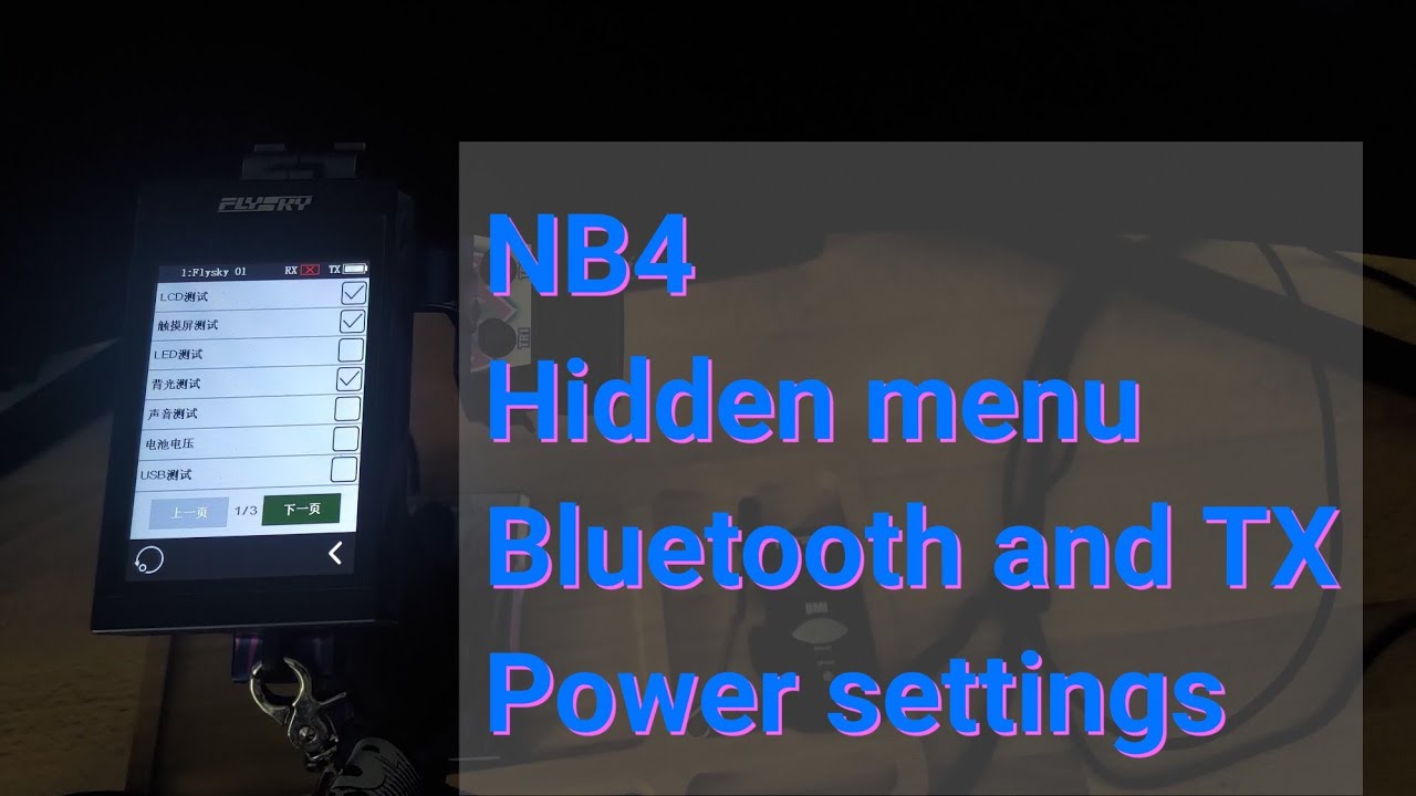 Flysky NB4 hidden service menu and TX power settings