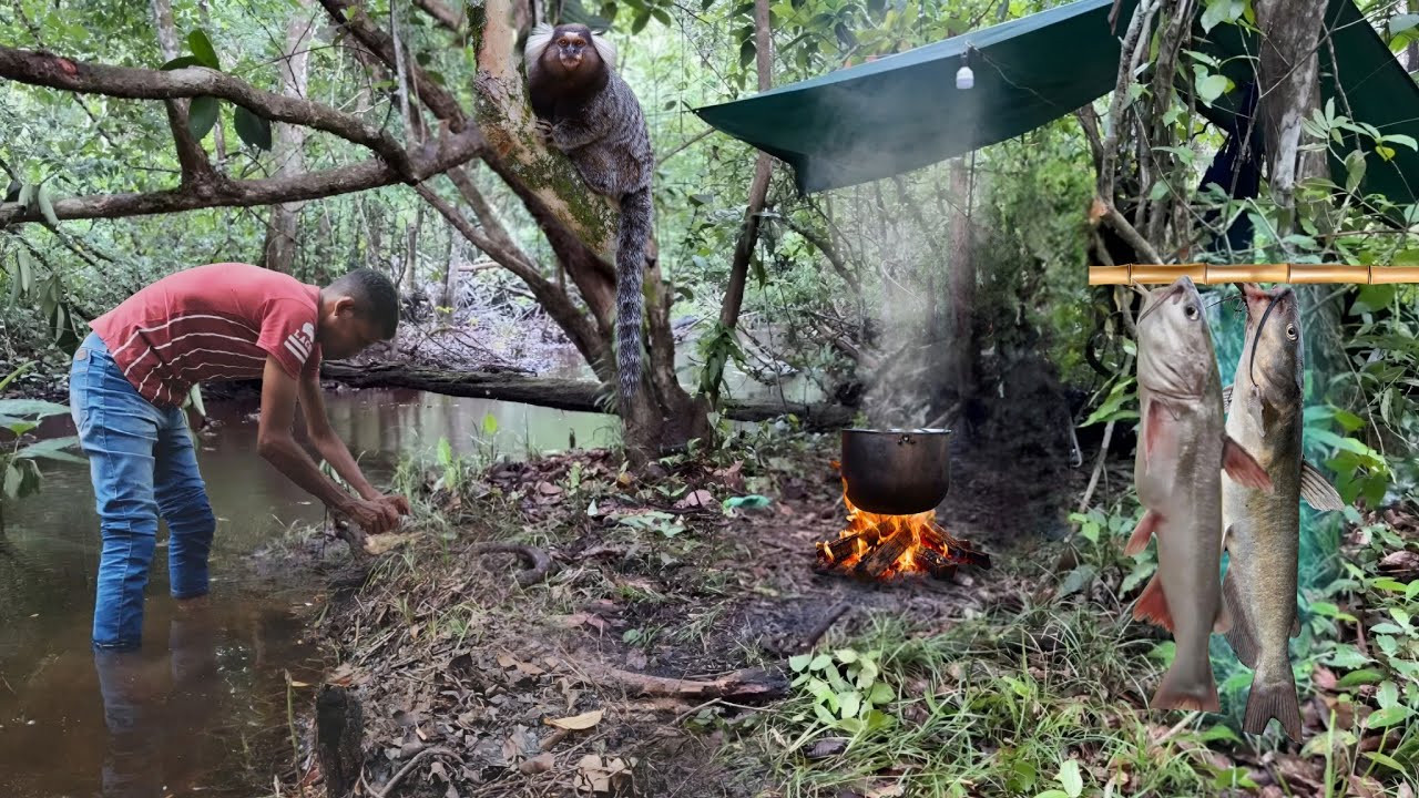 Sobrevivência na SELVA: Acampamento à beira do RIO, expedição na MATA e a PESCA que salvou o jantar