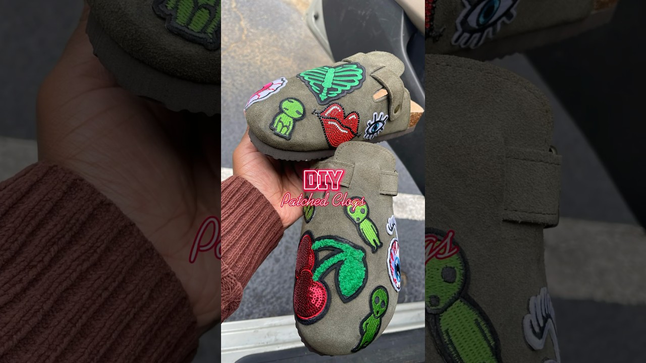 Patched Clogs💋 Weird-Girly Vibes 👽💄#patchwork #clogs #diyfashion #ironon #patches #howtomake