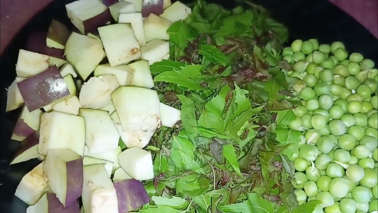 Healthy Cooking | Neem Brinjal Green Peas Fry (Brinjal Fry With Neem Leaves) Neem Begun Recipe