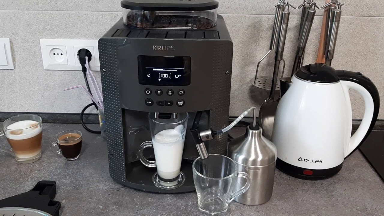 Приготовление латте в кофемашине Krups
