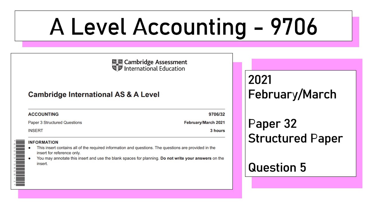 A Level Accounting February March 2021 Paper 32 9706/32 Question 5