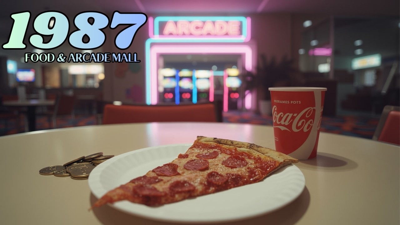 Waiting for Your Friends at the Mall 1987 – Neon Lights, Food Courts & Orange Drinks // 80s Mallsoft