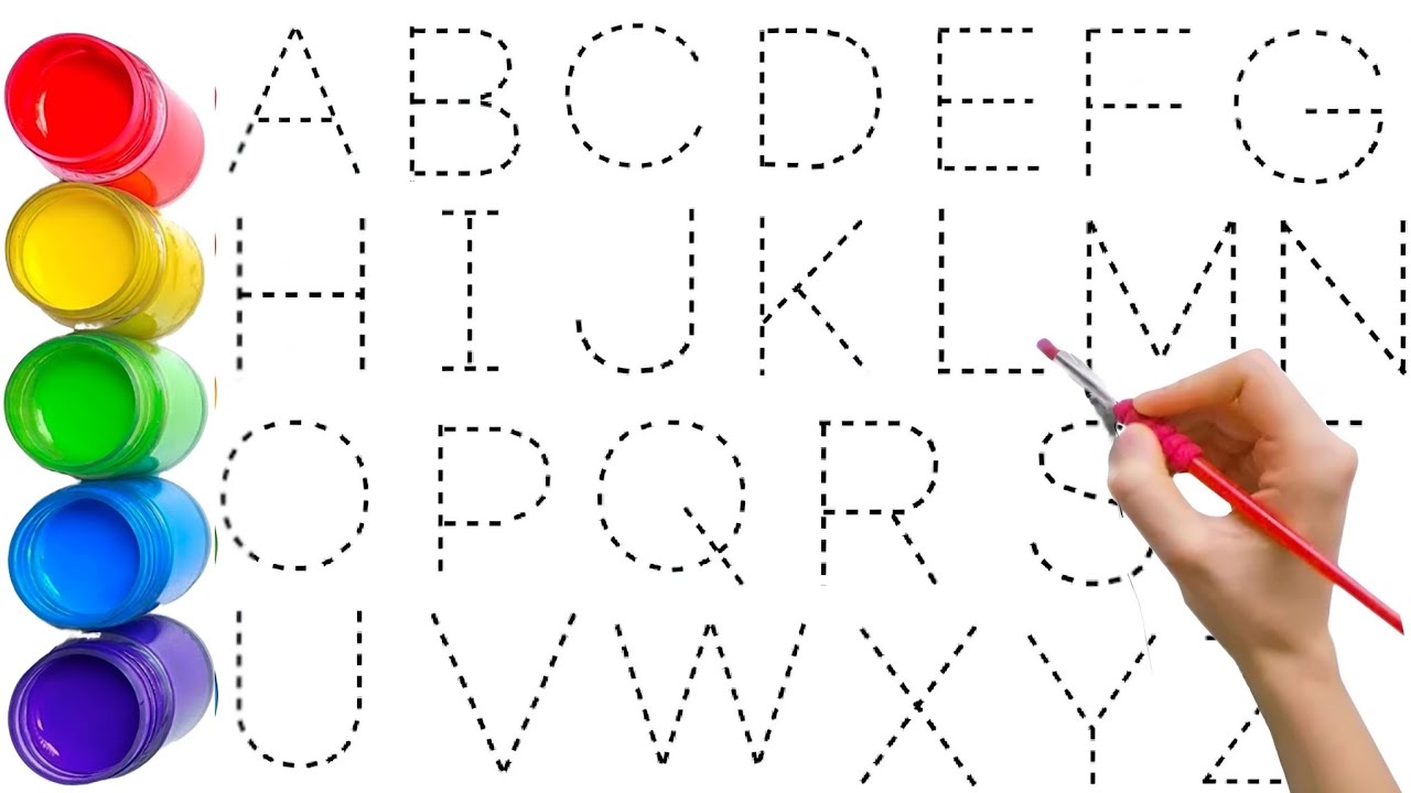 Alphabet, ABC song, ABCD, A to Z, Kids rhymes, collection for writing along dotted lines for toddler