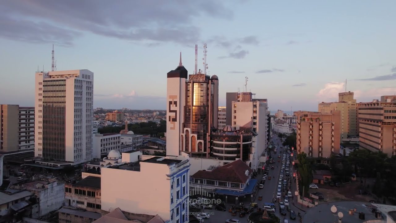 Aerial drone stock footage Mombasa City, Kenya
