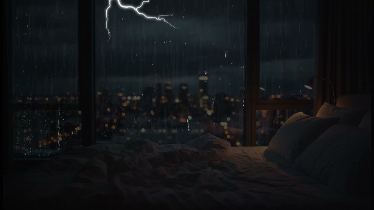Dark Storm Ambience for Sleeping | Heavy Rain & Distant Thunder