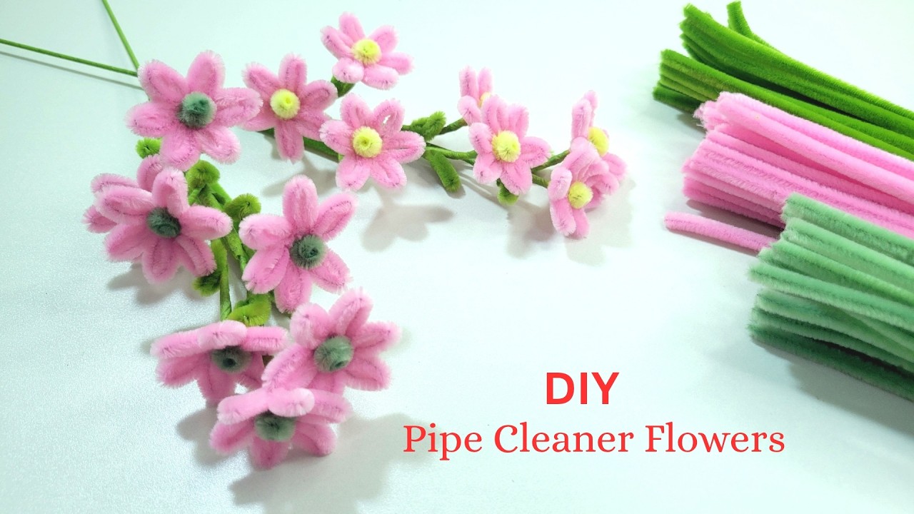 How to Make Pipe Cleaner Flowers | Pink Fuzzy Wire Bouquet Flowers.