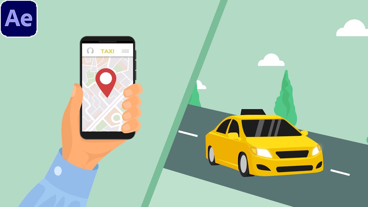 Explainer 2D Taxi Animation | After Effects Tutorial