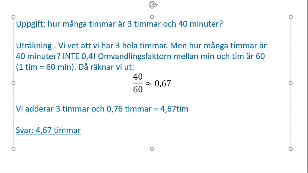 Medelhastighet med timmar och minuter