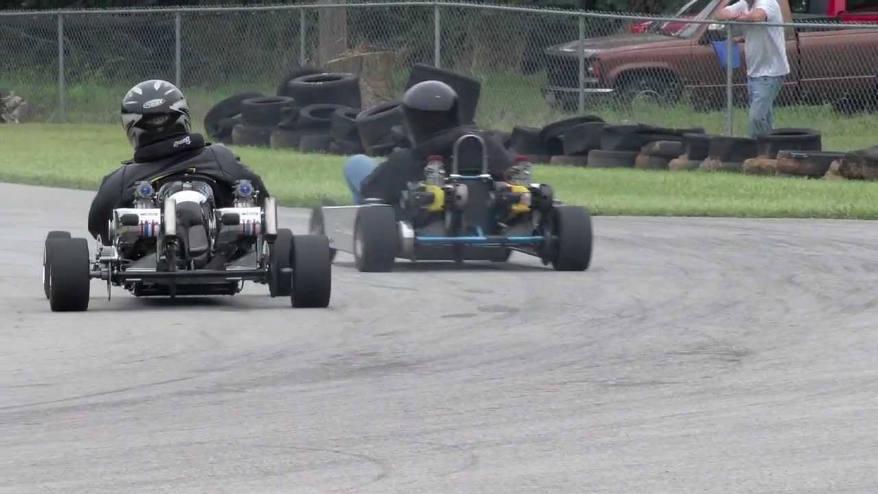 Vintage Karting - The Big One 2011 - dual engine karts ... drifting power speed!!!