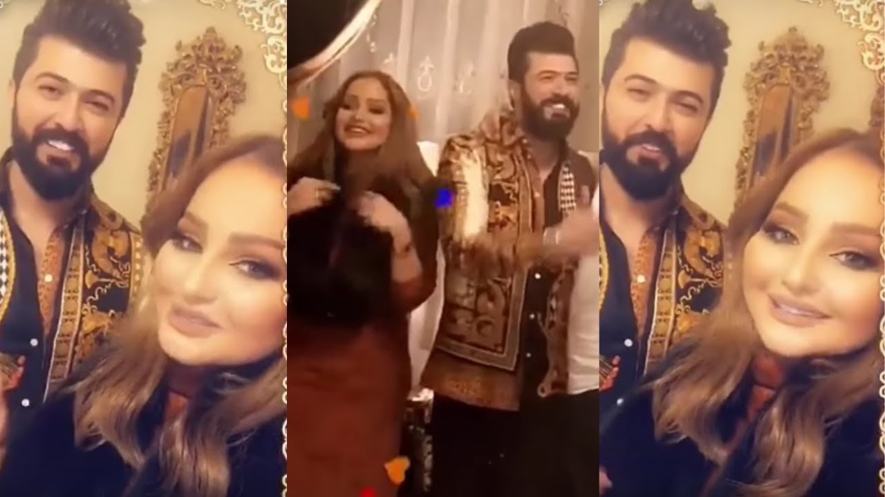شهد الشمري معزومة في بيت الفنان العراقي سيف نبيل وتقبلة بعد قطع الكيكة