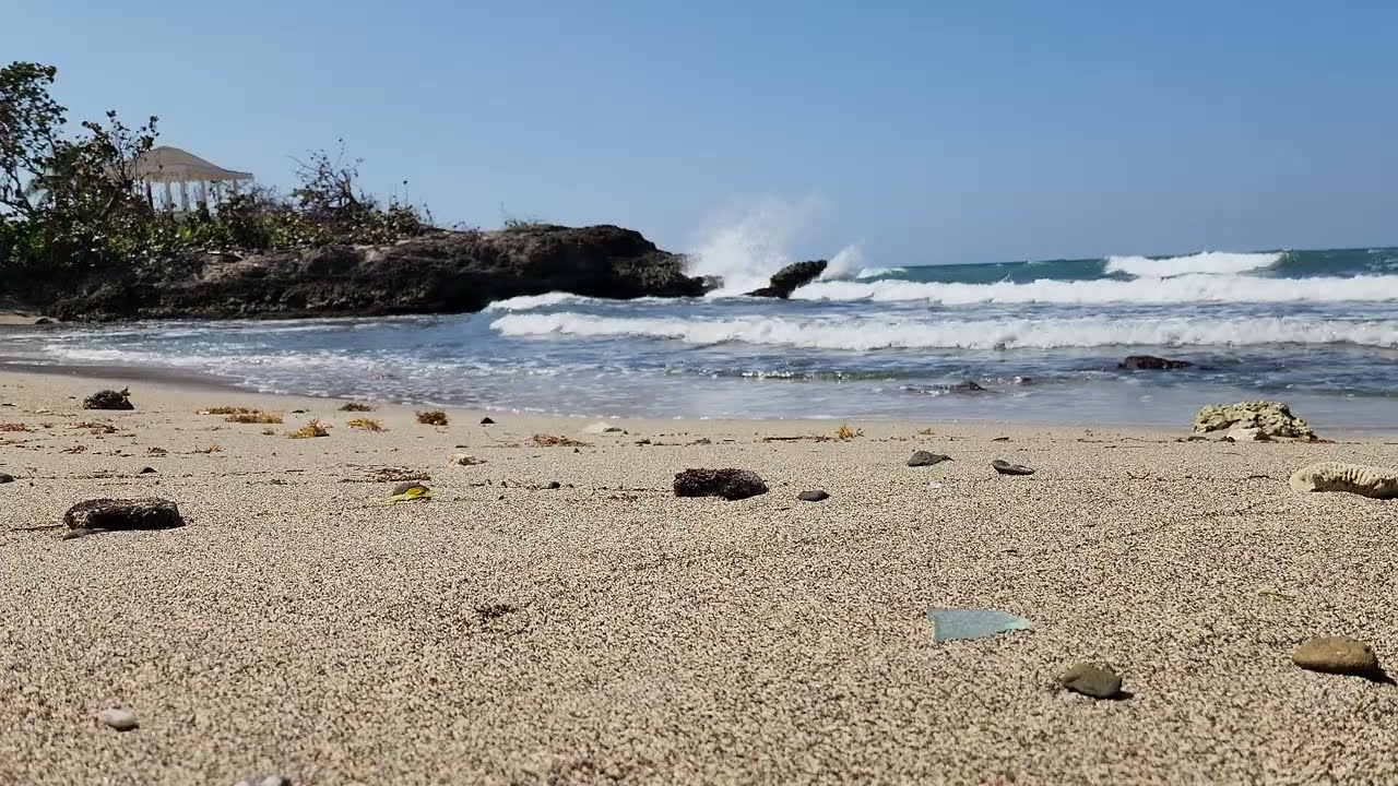 Waves Crashing at Jamaican Beach (ambient video)