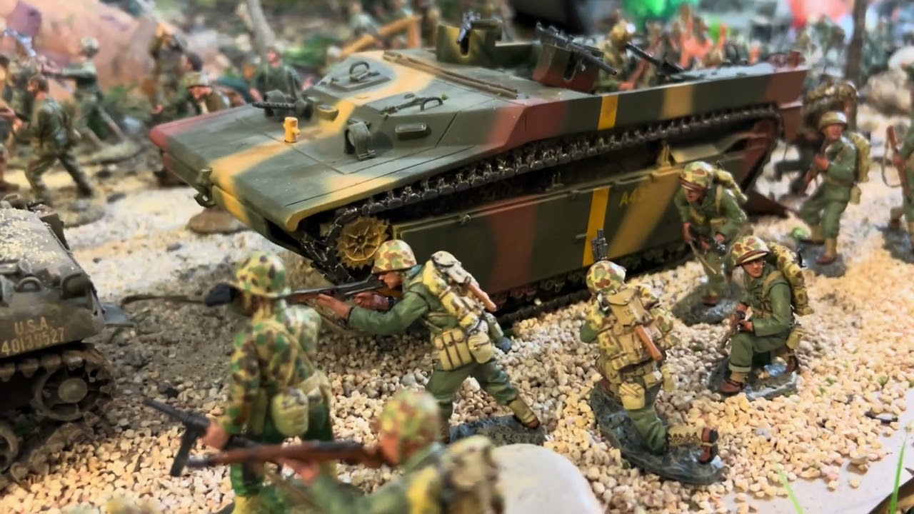 “THE SANDS OF IWO JIMA”  Gigantic toy soldiers diorama 1/32 +1/30 scale