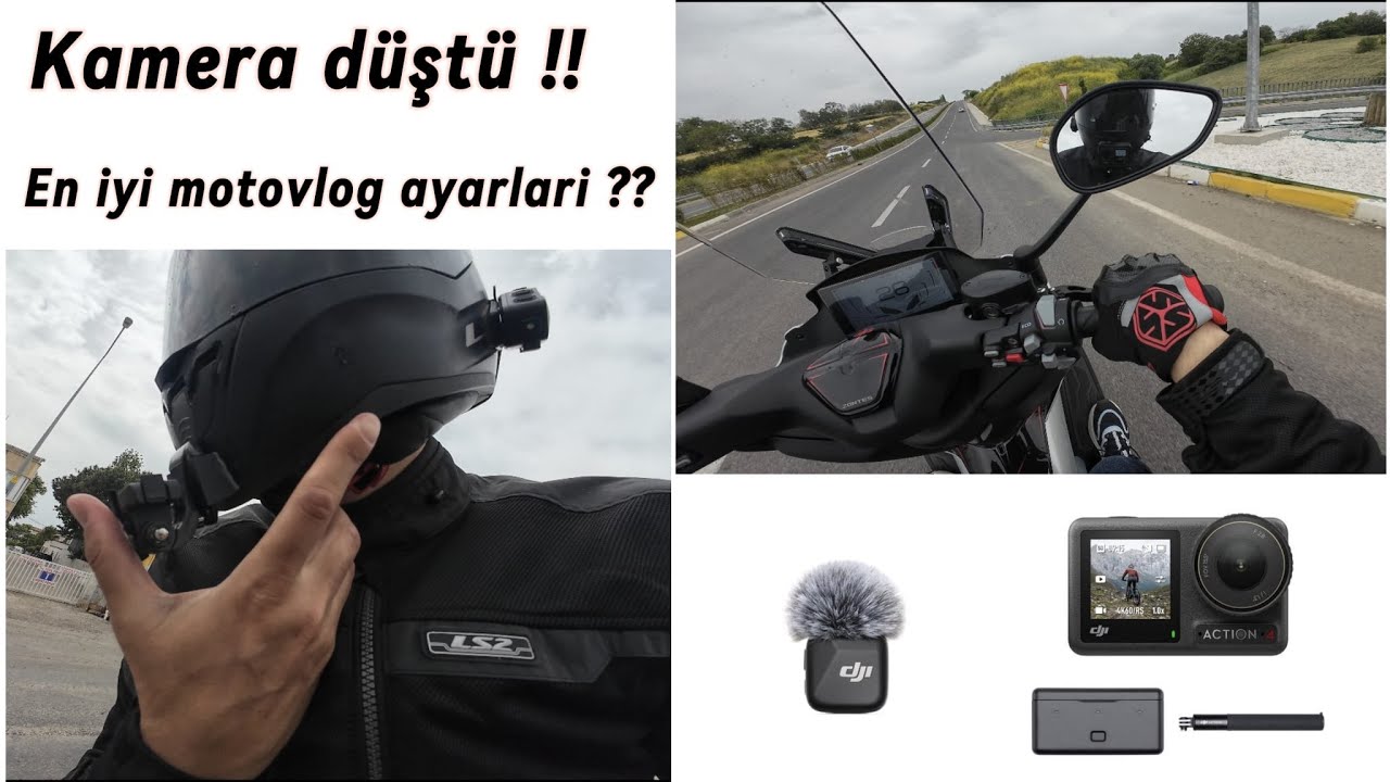 DJI OSMO ACTİON 4 VE MİC MİNİ / MOTOVLOG EKİPMANLARI AYARLARI / ÇEKİM YAPARKEN KAMERAM DÜŞTÜ