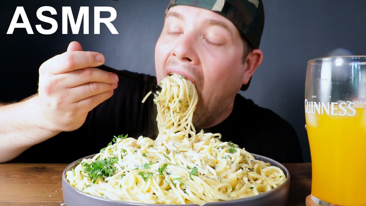 ASMR CHICKEN ALFREDO PASTA MUKBANG | (No Talking) COOKING & EATING SOUNDS | LET'S COOK ASMR