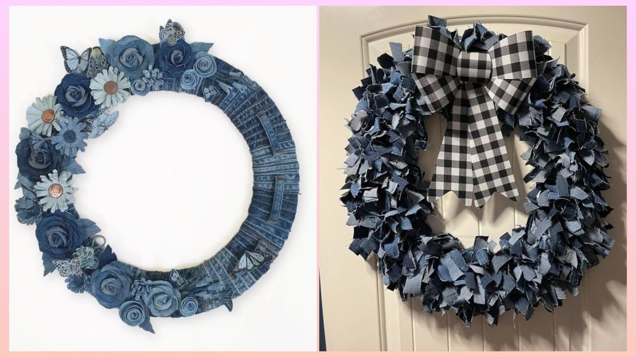 Stylish Wreath From Old Jeans | Best Recycling Ideas #trending #diy #craft #trend