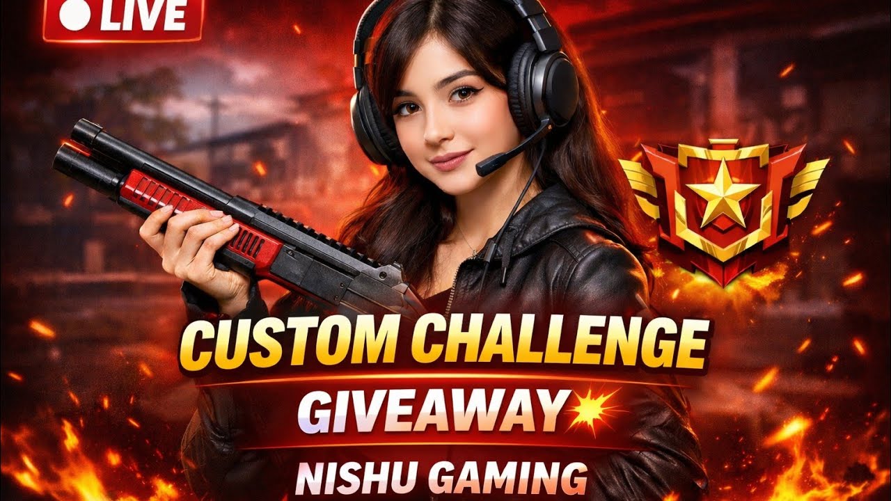 Custom Challenge Giveaway | Nishu Gaming LIVE#freefire#trending#livestream #viral #youtubelivestream