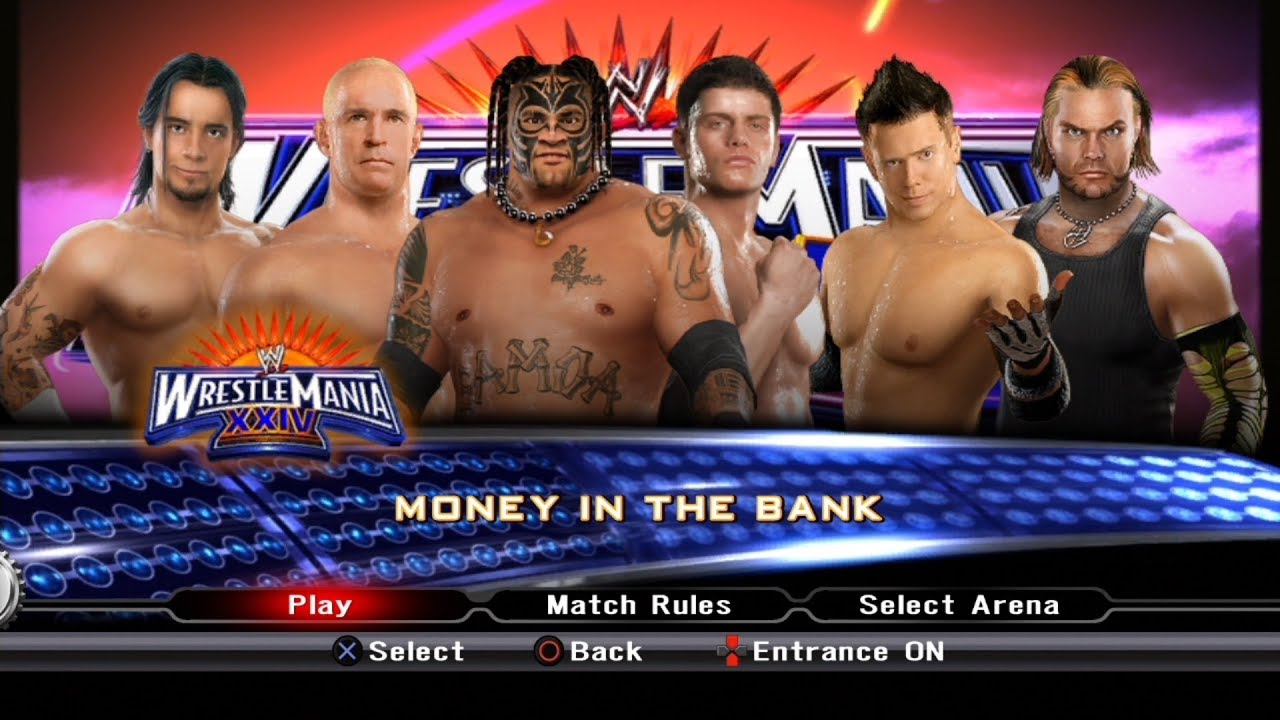 WWE SVR 2009 PS3 - Umaga,CodyRhodes,HardcoreHolly,TheMiz,CMPunk,JeffHardy - 6-Man Money in The Bank