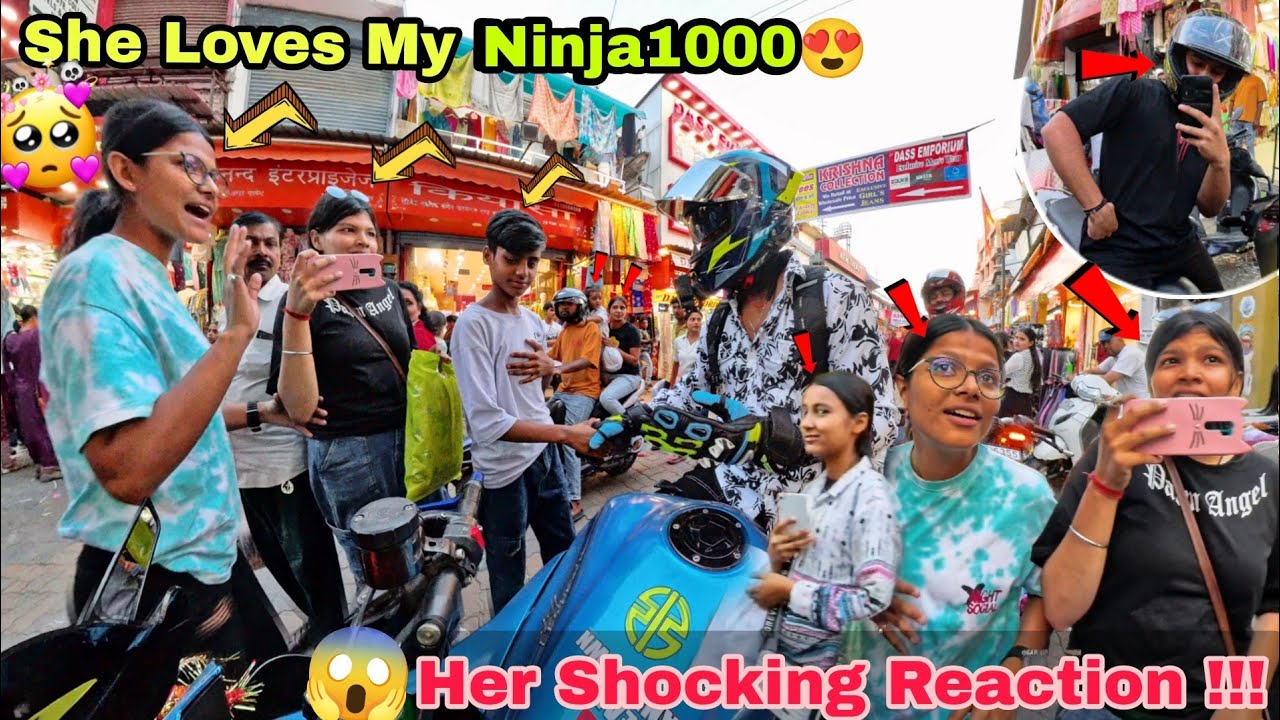 My First Time Market Reaction Vlog 💘 || Cutegirl Reaction on Superbike in India 💖