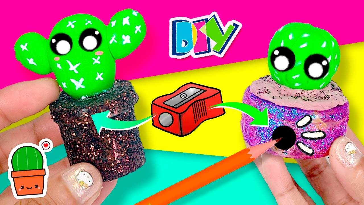 Haz un SACAPUNTAS KAWAII en forma de CACTUS * TAJALAPIZ Casero DIY