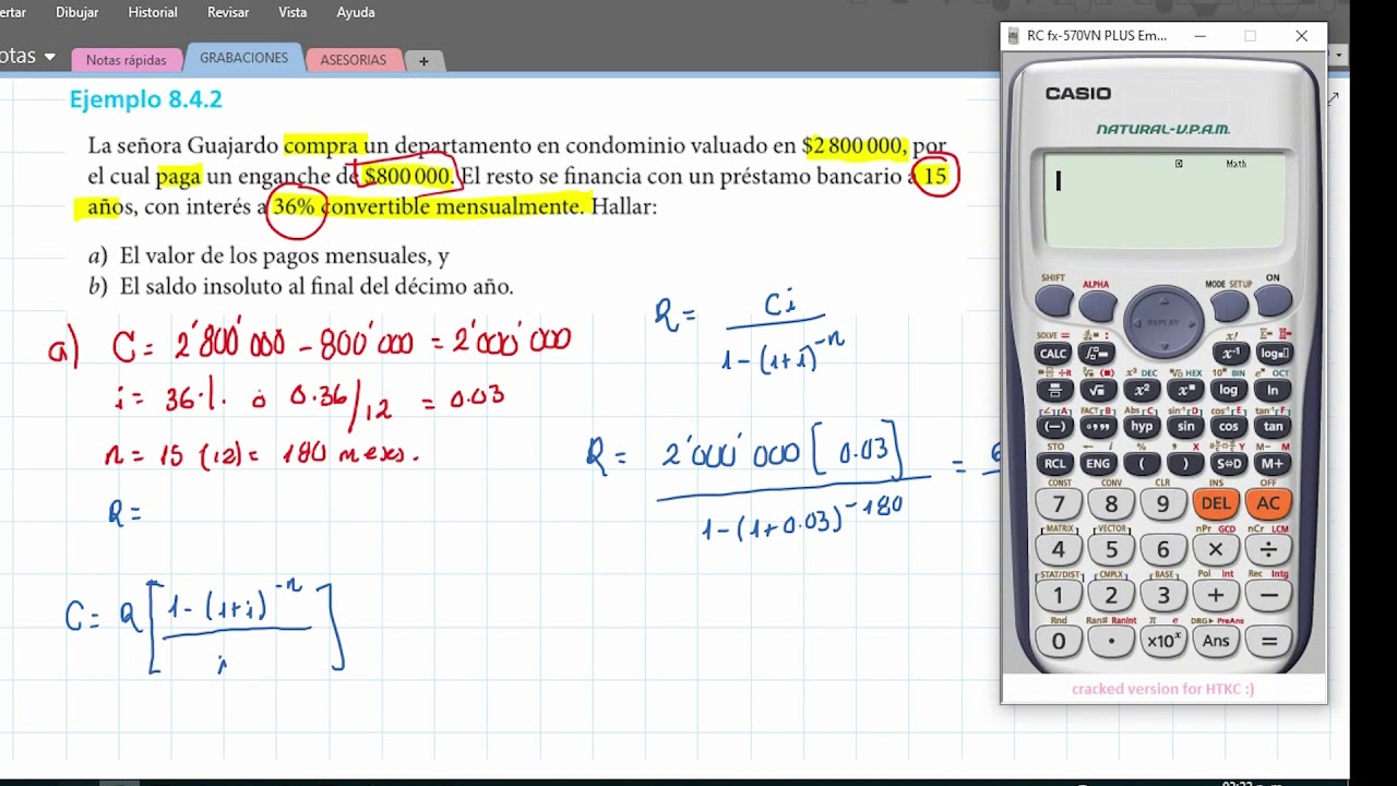 AMORTIZACIÓN | SALDO INSOLUTO | ABONO | MATEMATICAS FINANCIERAS | EJ 7