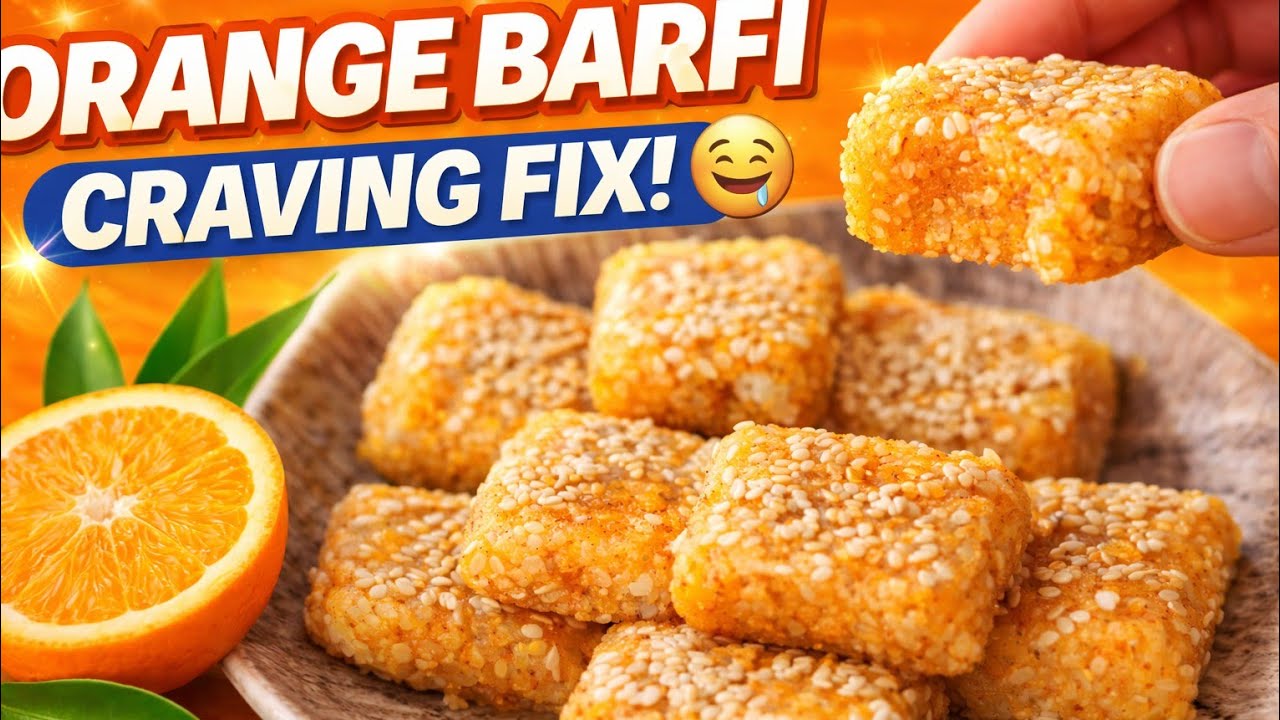 🍊 Orange Barfi Recipe | No Fail Mithai in 10 Minutes