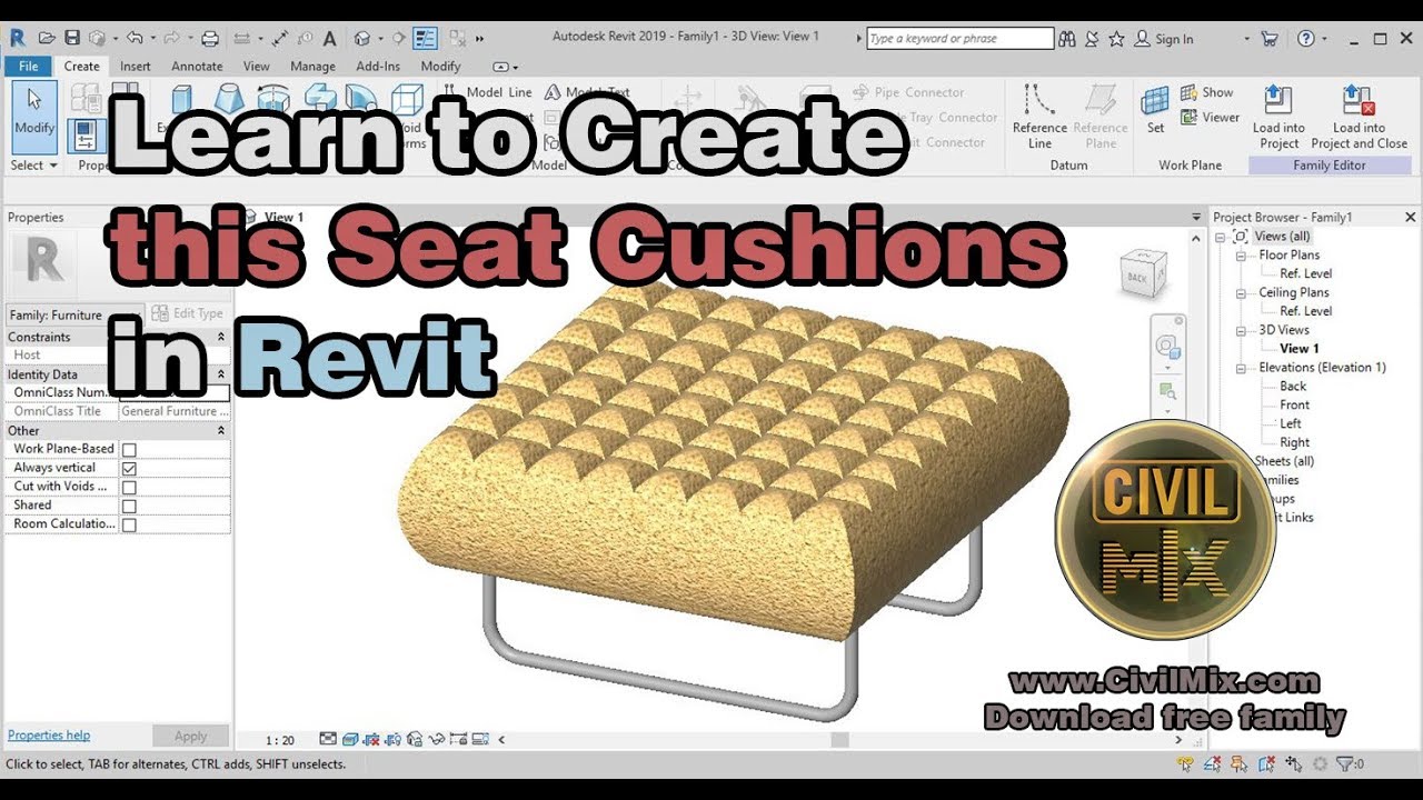 How to create a seat cushion - Civilmix Revit tutorials