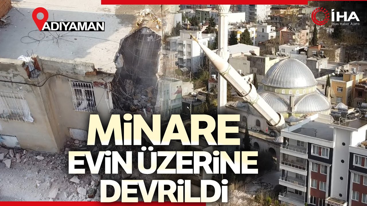 İş Makinesiyle İtilerek Yıkılan 50 Metrelik Minare Evin Üzerine Devrildi