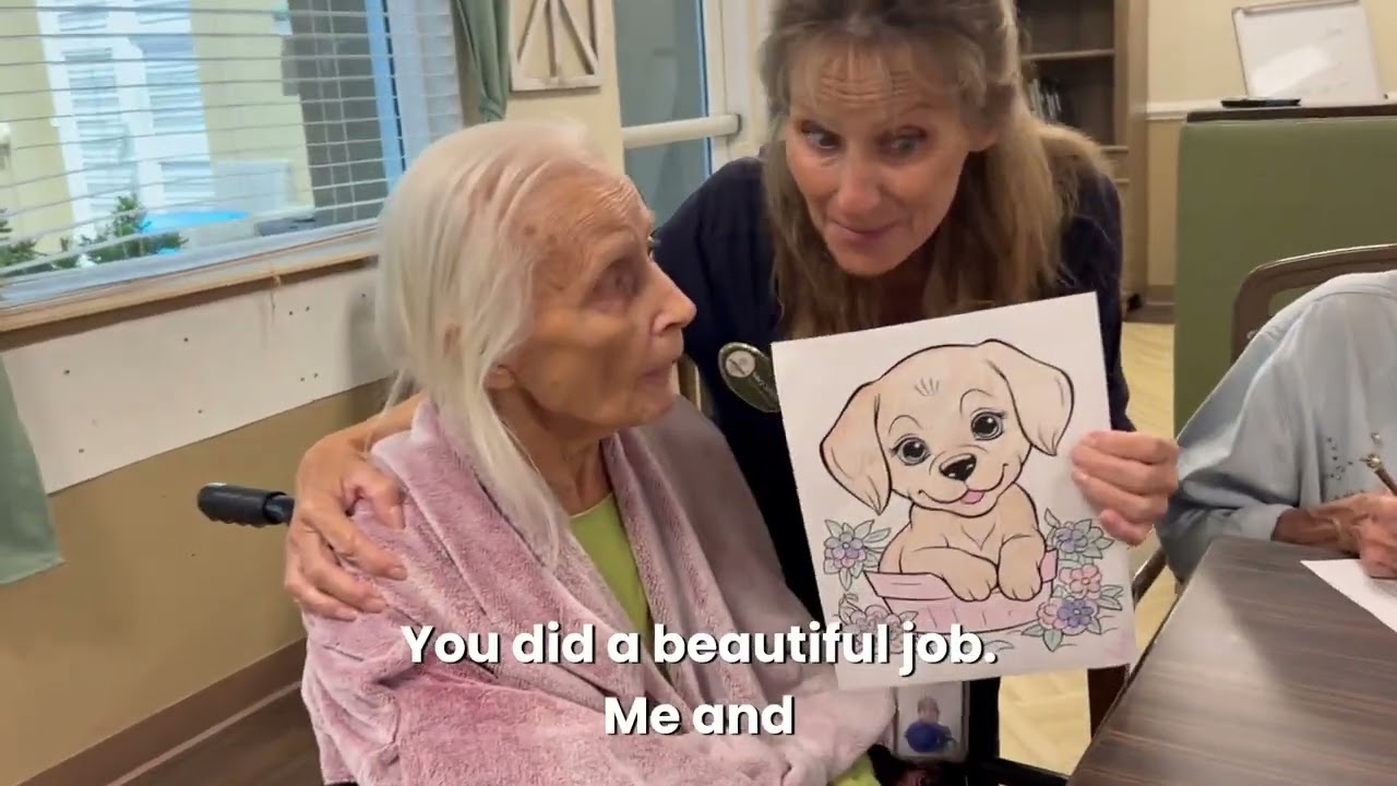 Puppy Love Coloring with our Memory Care Residents