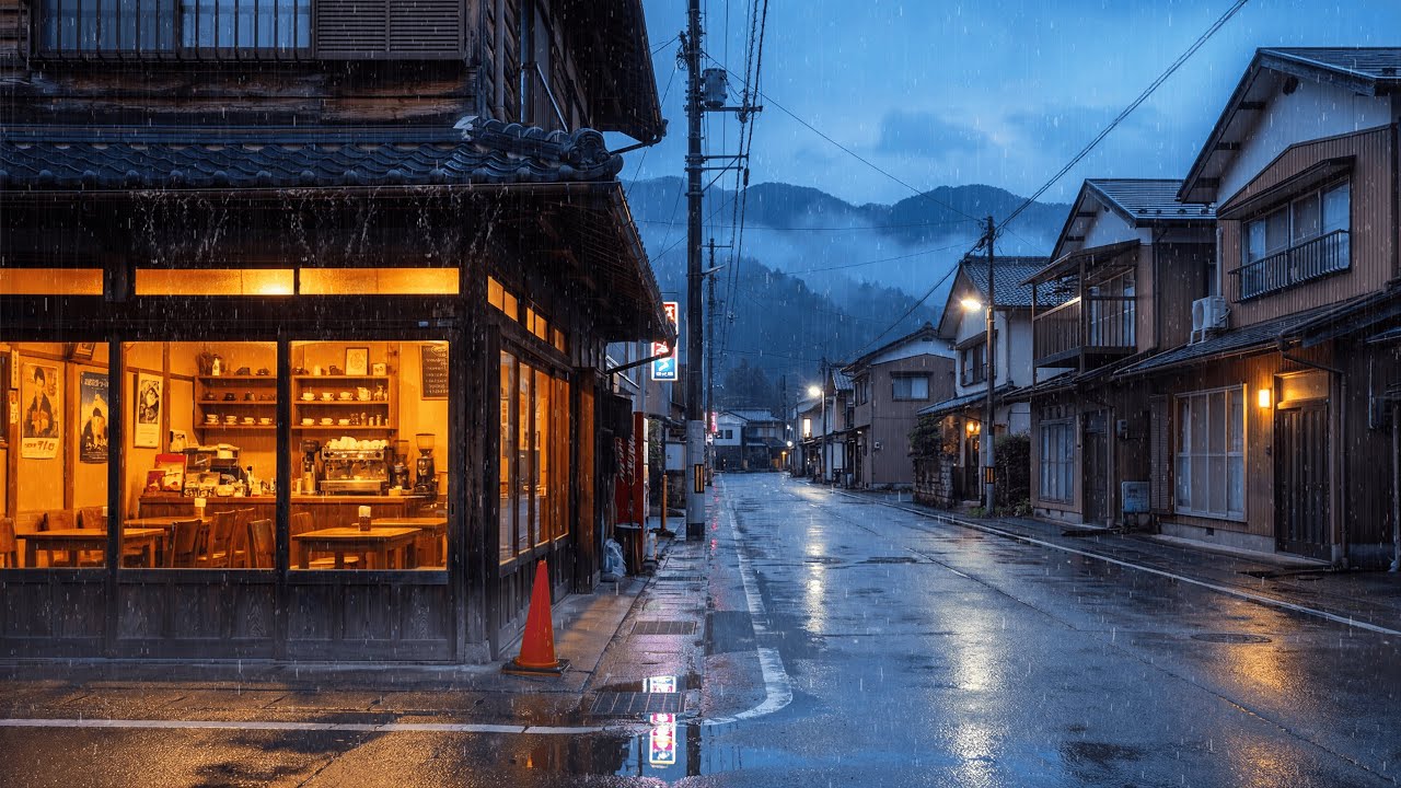 Retro Japan Street 🌧️ Rainy Coffee Shop Lofi for Study Sessions