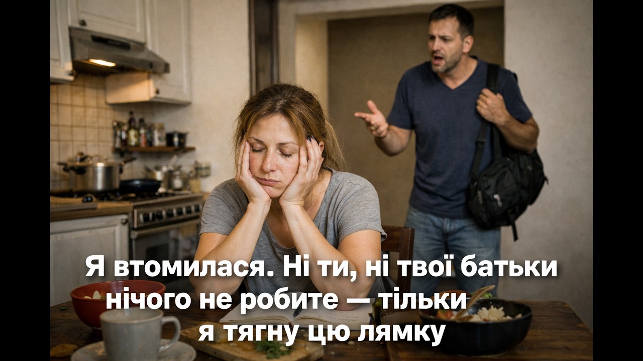 Я втомилась.Ні ти.ні твої батьки нічого не робите,тільки я тягну цю лямку