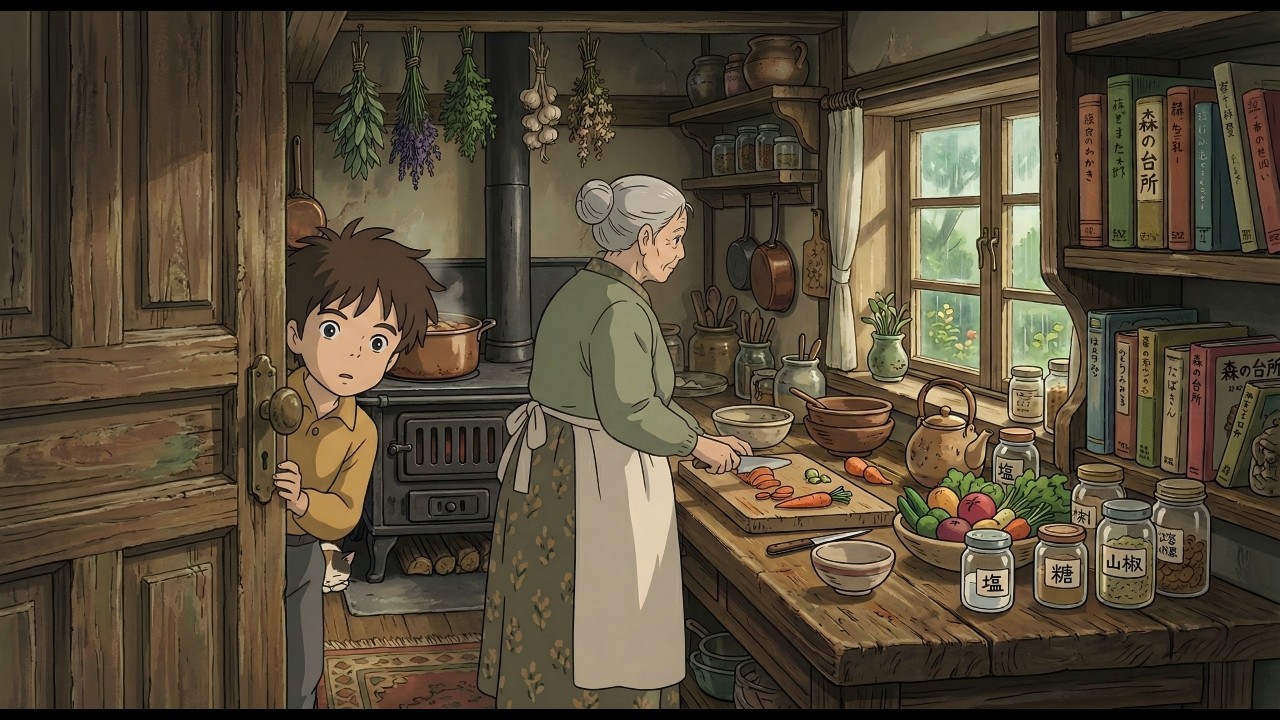 The warm life of grandson and grandparents on a rainy day  | Ghibli ASMR