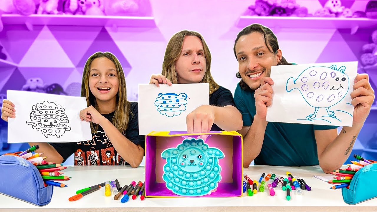 ADIVINHE O QUE TEM NA CAIXA E DESENHE! | FIDGET TOYS CHALLENGE | TIO LUCAS