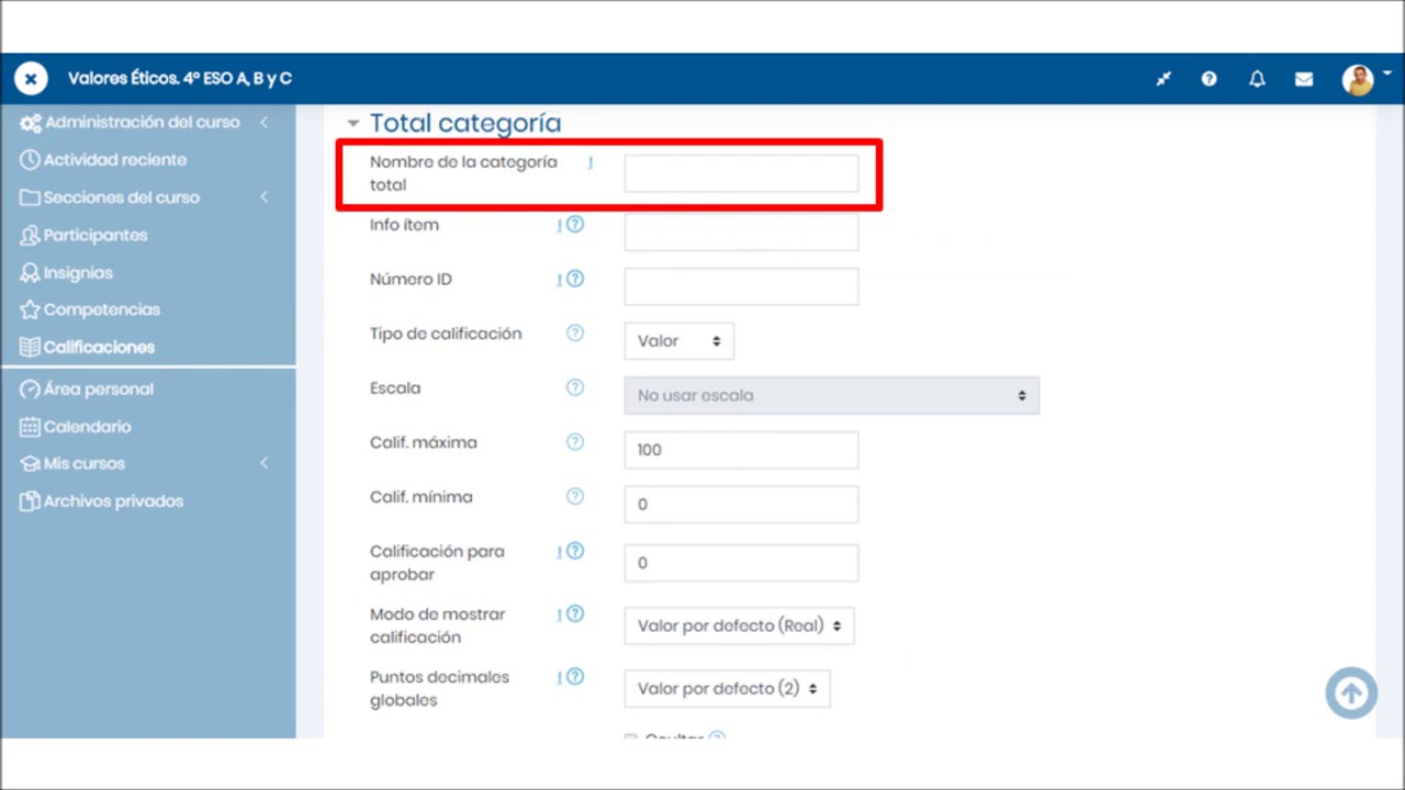208. 4 Moodle Centros categorias calificacion