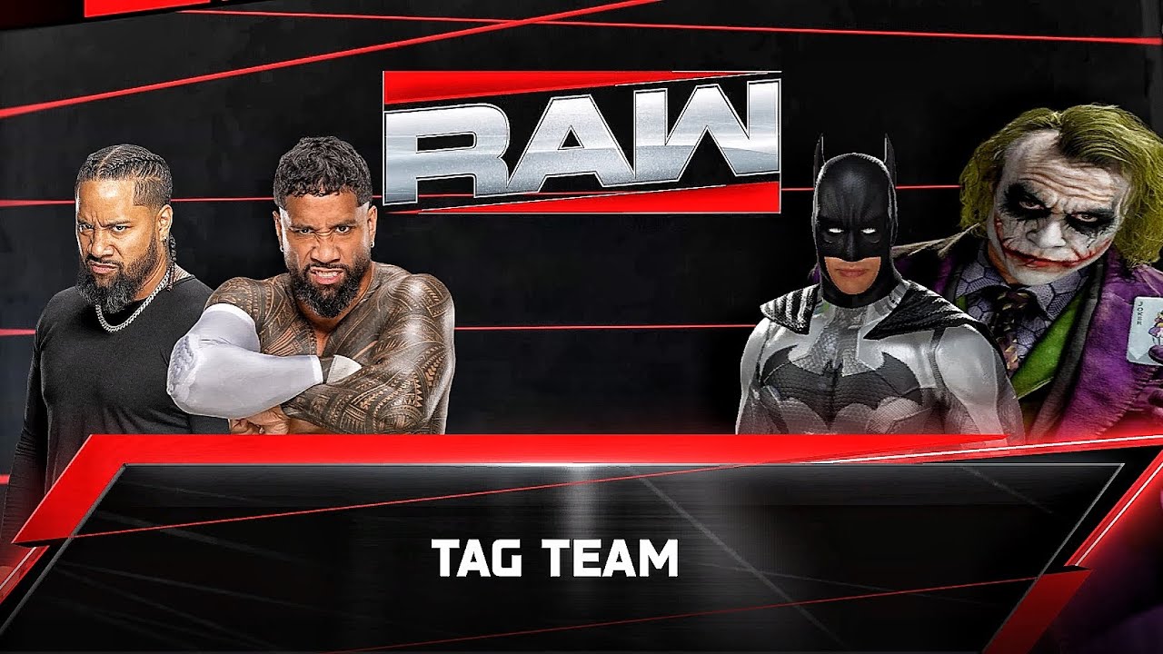 The Usos Vs Jocker And Batman - Tag Team Match At WWE RAW