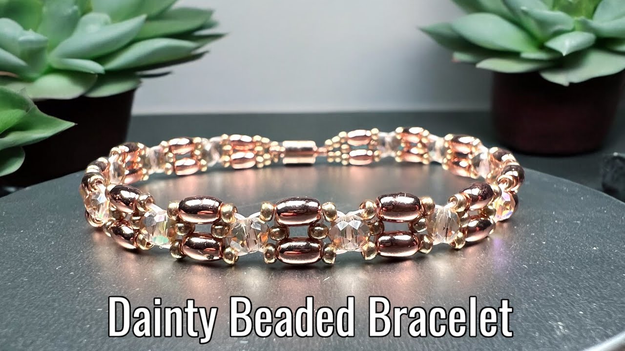 Two-Needle Bead-Woven Bracelet Tutorial | Sparkly Crystal & Seed Beads Design