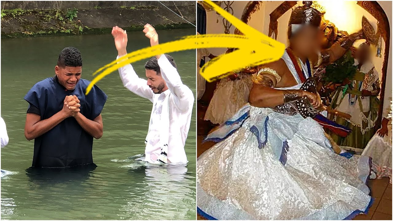 INÉDITO - Ex-candomblecista sendo batizado nas águas e com o Espírito Santo