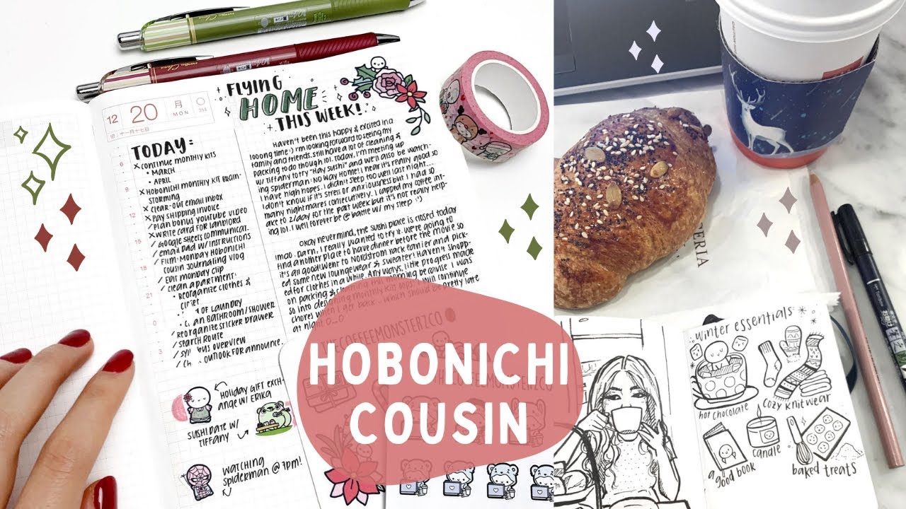Christmas Journaling Vlog: Flying Home for the Holidays | Hobonichi Cousin Planner