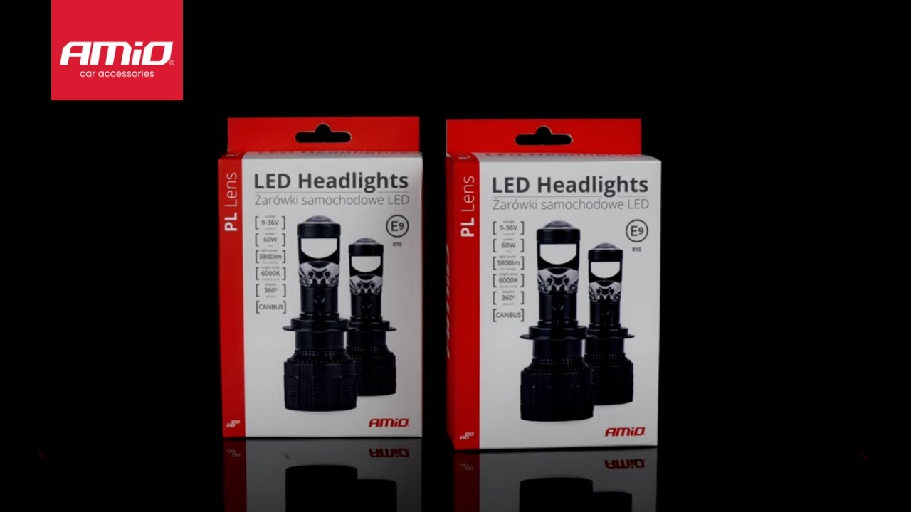 AMiO Żarówki samochodowe H7 i H4 LED Lens
